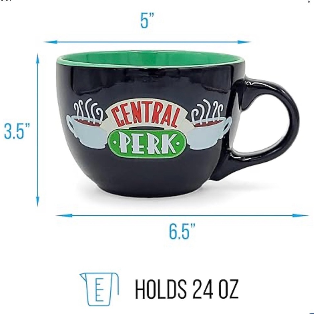 Friends Central Perk Oversized Black Ceramic Coffee Soup Mug - Picture 2 of 3